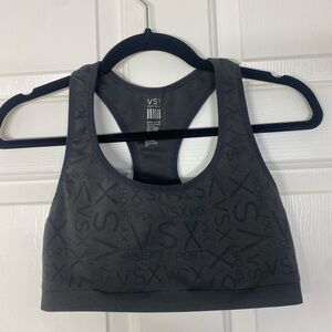 Victoria Secret VSX Gray Athletic Gym Yoga racerback Sports Bra Size Large